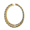 Blue Sapphire Diamond Hoops In 18K Yellow Gold - Image 5