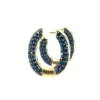 Blue Sapphire Diamond Hoops In 18K Yellow Gold - Image 2