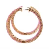 Pink Sapphire Diamond Hoops In 18K Rose Gold - Image 2