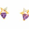 14k Star Studs with Trillion cut Amethyst and diamonds