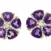 Flower Earrings with Trillion Cut Amethyst and Diamonds