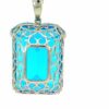 Emerald Cut Blue Topaz Pendant with Diamond Embellishment - Image 4