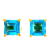 Square cut Blue Topaz studs
